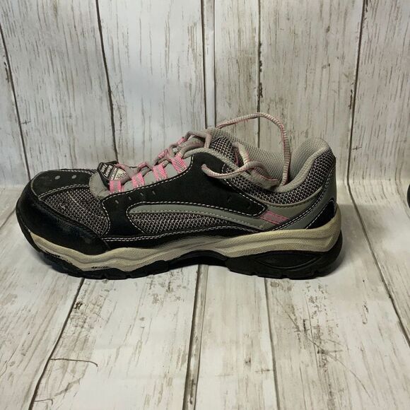Skechers Women’s Gray Pink Steel Toe Memory Foam Work Sneakers size 8 - Picture 3 of 12